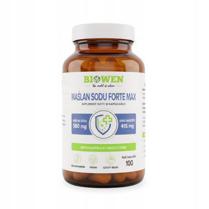 MAŚLAN SODU Biowen Forte 580 mg 100 kapsułek Dojelitowe Kwas Masłowy Jelita
