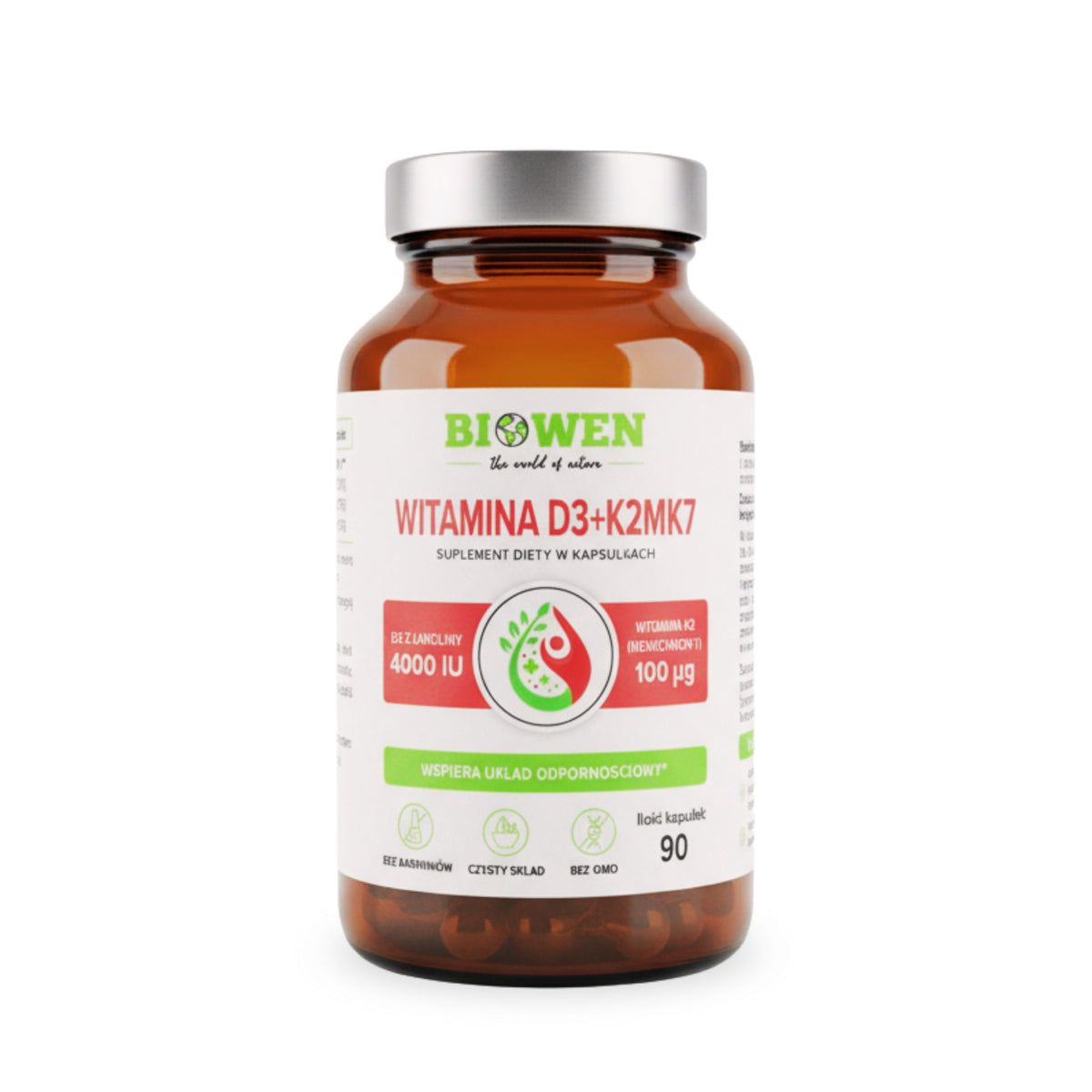 WITAMINA D3 4000 IU + K2 MK7 Forte BIOWEN 90 kap Naturalna Odporność Kości