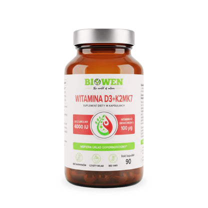 WITAMINA D3 4000 IU + K2 MK7 Forte BIOWEN 90 kap Naturalna Odporność Kości