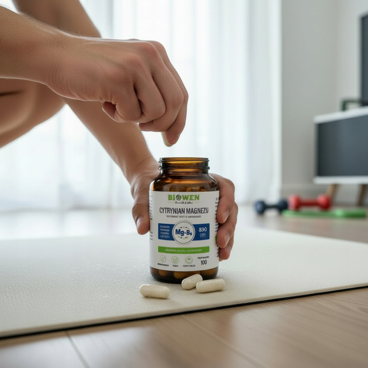 Cytrynian Magnezu BIOWEN 830mg z B6 100 kap MAGNEZ Mięśnie SKURCZE Stres