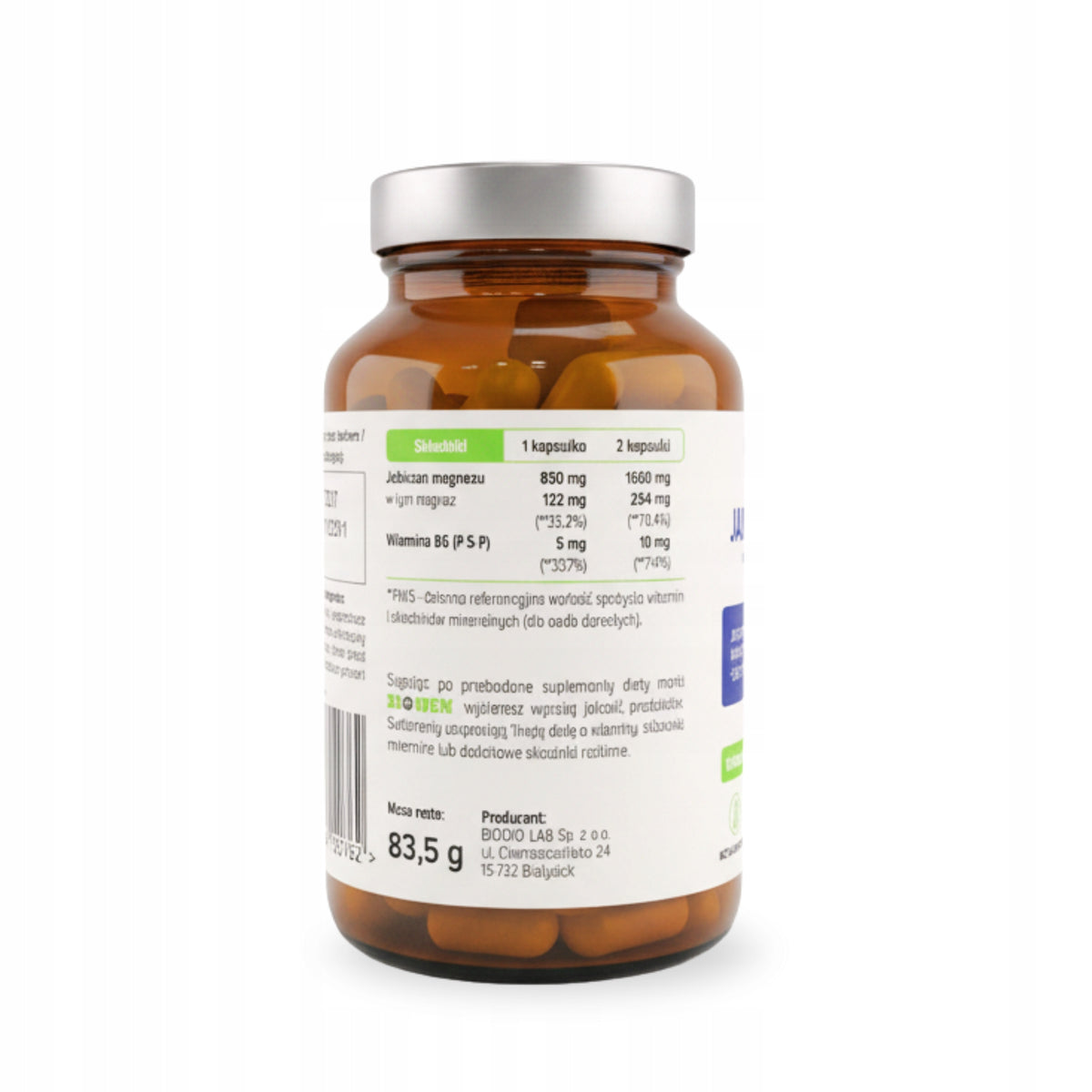 Jabłczan Magnezu BIOWEN 835 mg z B6 P-5-P 100 kapsułek na MIĘŚNIE i Skurcze